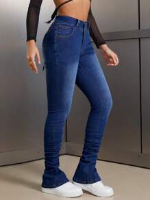 SHEIN SXY Jeans skinny avec poches, style décontracté pour femmes