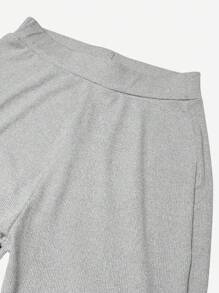 SHEIN Explorewe 2pcs/Set Teen GirlCasual Ruffle Bow Blouse And Flare Pants Outfit, Autumn/Winter - Grey - View 3