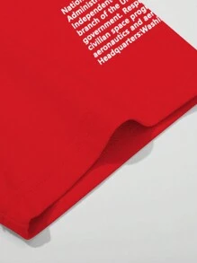 Manfinity Homme Plus Size Men's Summer Casual Slogan Print T-Shirt - Red - View 3