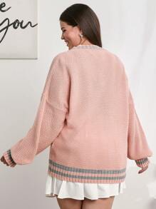 SHEIN Cottnline 大码学院风休闲毛衣 - 彩色 - 查看 2
