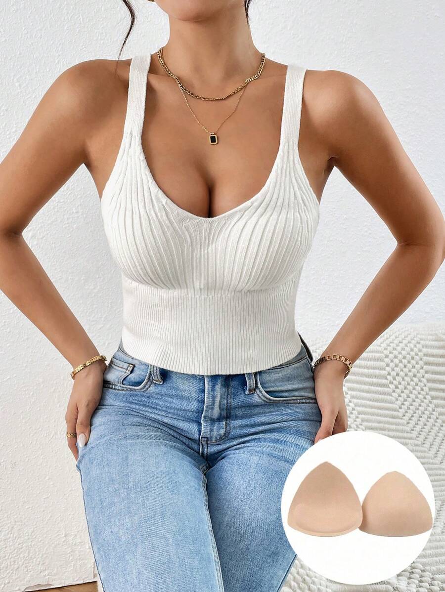 SHEIN Privé Damska biała kamizelka swetrowa z wypełnieniem - Biały - Zobacz 1