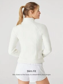 Chaqueta elástica ajustada de polar delgado - Blanco - Ver 4