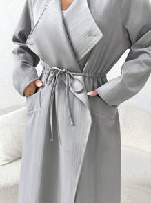 Seusyu 女士春秋纯色插肩袖长袖抽绳腰休闲常规夹克