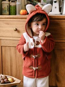 SHEIN Baby Boys Autumn/Winter Color Block Knitted Leisure Cute Ears Decor Jacket - Multicolor - View 7