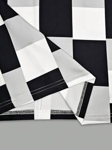 SHEIN LUNE 1pc Summer Fashionable Geometric Print Sleeveless Bodycon Dress - Black and White - View 4