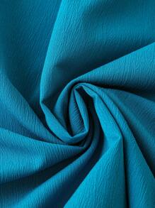 SHEIN 大码女式休闲纯色圆领盖袖背心裙 - 水鴨藍 - 查看 5