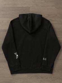 Manfinity Hypemode Chaqueta con capucha con cremallera y estampado de letras y estrellas, talla grande, para primavera y otoño, para hombre