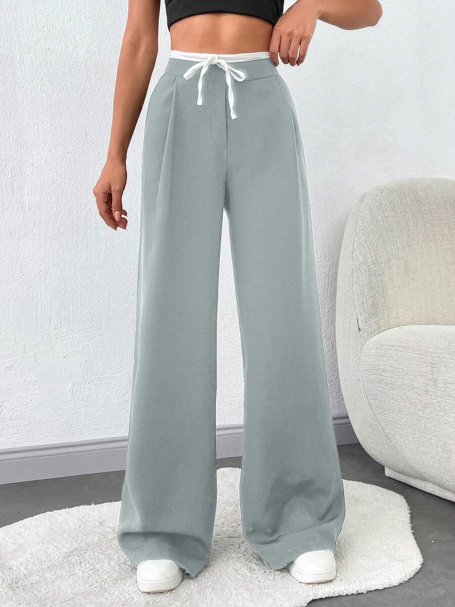 SHEIN Tall Pantalón inferior y pantalón cómodo para mujeres altas - verde menta - Ver 1