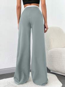 SHEIN Tall Pantalón inferior y pantalón cómodo para mujeres altas - verde menta - Ver 2