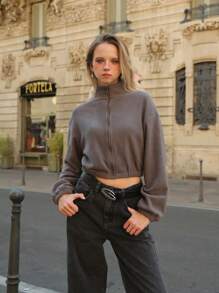 SHEIN 1 szt. Kurtka z kapturem z polaru dla nastoletnich dziewcząt, gruby kołnierz ze stójką, swobodna zimowa odzież wierzchnia