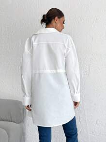 EURMUSE Special Design Long Sleeve Shirt White Cotton