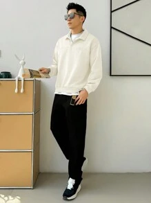 DAZY Men's Casual Fleece Letter Embroidery Sweatshirt, Autumn/Winter