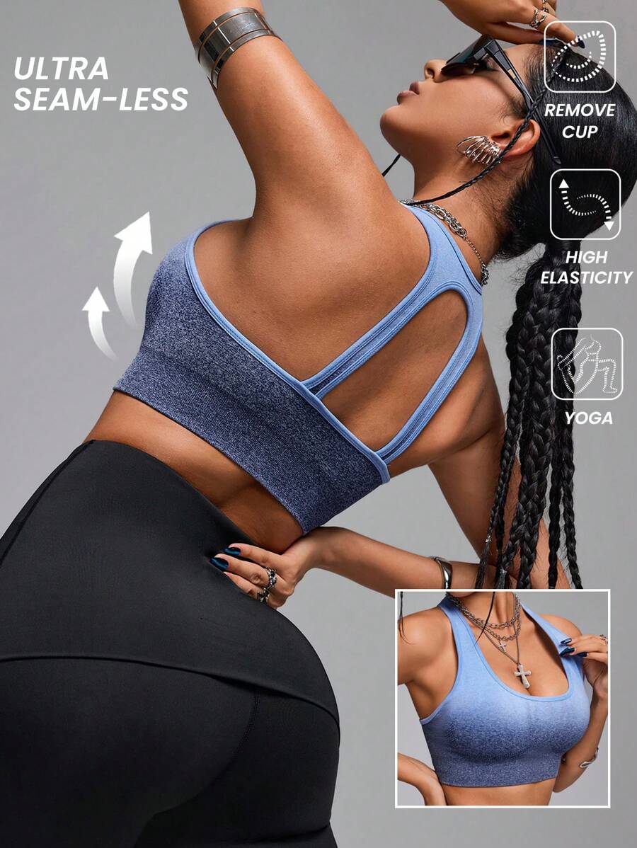 Innovista Seamless Breathable Gradient Sport Woman Bras, Workout Sports Tank Top ,Crop Tank Top, High Elastic Support Sports Bra,Gym Top,Woman Crop Tank Top,Going Out Tops,Festival,Push Up Bra,Sweater,With Remove Cup