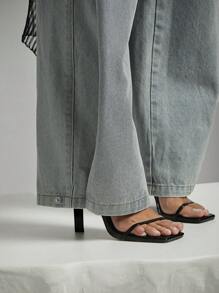 Denimoi 女士斜口袋按扣细节锥形牛仔裤 - 淺色水洗藍 - 查看 4