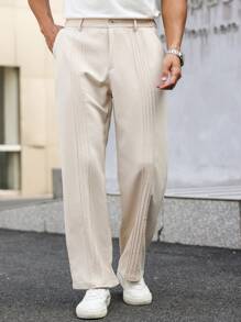 Calvornis Quần ống đứng màu trơn thường ngày cho nam - Màu be - Xem 5