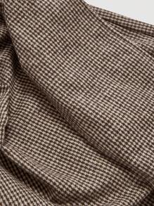 SHEIN MOD Plus Size Women's  Khaki Vintage Houndstooth Minimalist Casual Commuter Women Long Sleeveless Trench Coat, Old Money Style