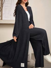 Seusyu Bộ 2 áo khoác và quần xếp ly họa tiết cao cấp cho nữ - Màu xám đen - Xem 5