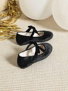 1 đôi giày bệt nơ cho bé gái đi học, mùa thu/đông - màu đen - Xem 2