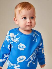 SHEIN Baby Boy Dinosaur Skeleton Printed Set, Bright Graphics Outfit, Fun & Vibrant Design To Engage Baby - Blue - View 5