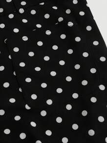 SHEIN MOD Pantalones de pierna ancha con cintura alta de lunares negros y blancos elegantes de estilo retro de tallas grandes - Blanco y Negro - Ver 4