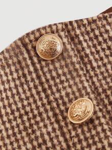 Plus Size Romantic Waist Tie Peplum Plaid A-Line Skirt, Versatile - Brown - View 3