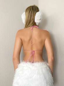 Sweetina Women's Cute White Cat Shape Wire-Free Racerback Tank Top - White - View 3