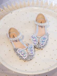 Giày bệt hình bướm đính đá dễ thương cho trẻ em - Bạc - Xem 2