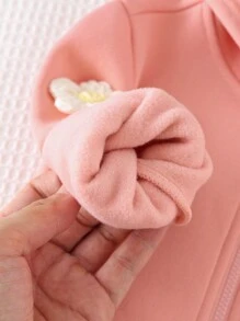 Cozy Pixies Baby Girl Casual Versatile 3D Flower Crew Neck Long Sleeve Cardigan