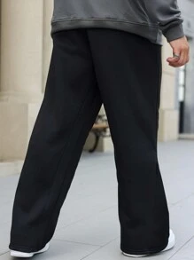 Manfinity LEGND Plus Size Men's Casual Sweatpants With Letter & Graphic Print And Pockets