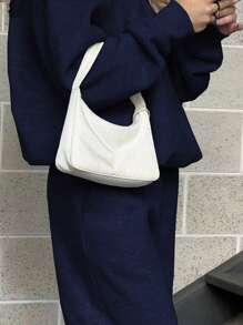 INAWLY Solva Women's Solid Color Zipper Half Placket Dropped Shoulder Long Sleeve Sweatshirt And Loose Casual Pants 2 Pieces Set, Autumn/Winter Fall Cloth For Women