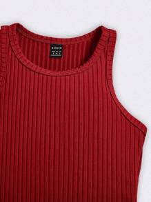 SHEIN LUNE 3pcs Women Solid Color Crew Neck Sleeveless Fitted Casual Dress Set,Summer Dresses
Spring Clothes