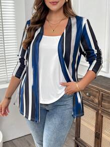 EMERY ROSE 大码女式春夏二合一条纹印花秋季T恤