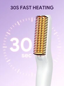 JMMO 電動直髮梳，便攜式防毛躁陶瓷加熱直髮器，熱風美髮梳 - 英式插頭 - 白色 - 查看 4