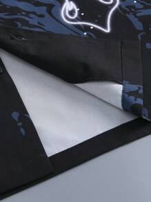 Manfinity Homme Set cămașă și pantaloni scurți cu guler polo cu imprimeu încrucișat și cu litere de vară pentru bărbați, mărime mare, ocazional, 2 buc/set