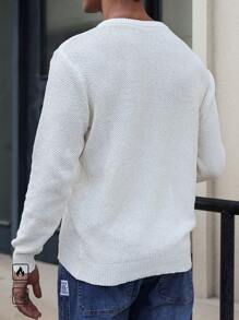 Manfinity Homme Men's Casual Button-Up Minimalist Long Sleeve Sweater, Autumn Winter - Apricot - View 2