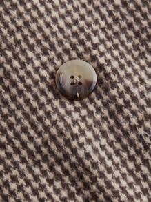 SHEIN MOD Plus Size Women's  Khaki Vintage Houndstooth Minimalist Casual Commuter Women Long Sleeveless Trench Coat, Old Money Style