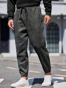 Manfinity VCAY Men's Knitted Slim-Fit Drawstring Waist Straight-Leg Casual Sweatpants, Suitable For Fall Daily Wear