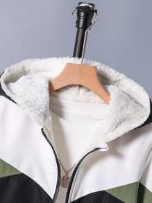 SHEIN 2pcs/Set Tween Boys Sports Hooded Jacket And Elastic Waist Pants Outfit For Casual Wear - Multicolor - View 7