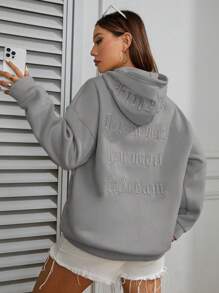 SHEIN Unity Gothic Letter 3D Embroidered Long Sweatshirt,Long Sleeve Tops,Graduation,Teacher,Back To School Pullover Fall - Rust Brown - View 4