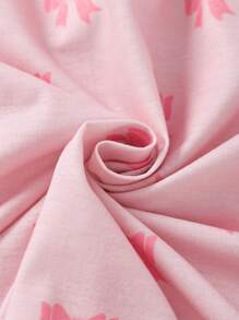 Bộ đồ ngủ in nơ màu trơn 2 cái/bộ dành cho nữ tuổi teen, áo và quần dài tay, quần áo mặc trong nhà thoải mái (4 bộ được bán riêng) - Nhiều màu - Xem 6