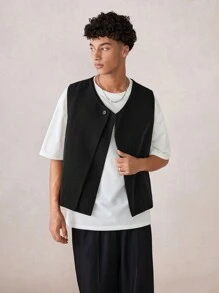 Manfinity VCAY Men's Slim Fitted Relaxed Fit Casual Suit Vest - Black - View 2