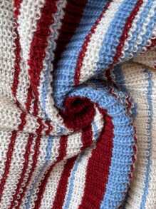 Chiquease Suéter con capucha a rayas de color contrastante para mujer, con aspecto talla grande fashionable y joven, para otoño e invierno - Multicolor - View 7