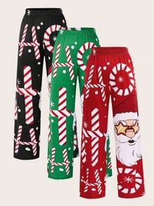 Santa Claus Pattern Ladies Sleepwear Bottom, Christmas ,3 Pcs - Multicolor - View 2
