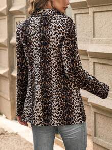 SHEIN Clasi Chaqueta blazer de manga larga elegante con estampado de leopardo - Multicolor - Ver 2