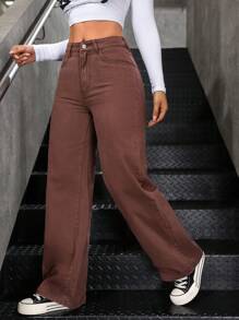 SHEIN ICON 休闲直筒洗水牛仔裤