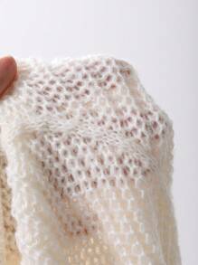 DAZY Women's Loose Fit Round Neck Solid Color Plaid Textured Sweater Fall - White - View 9