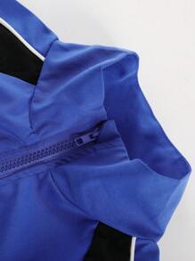 Tween Boy Basketball Series Zip-Up Long Sleeve Stand Collar Jacket, Spring Autumn - Multicolor - View 5