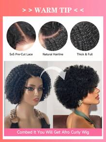 Glueless 5 x 5 Lace Closure Wig Jerry Curly Side Part Fuller Density Pre-plucked Short Human Hair Wig