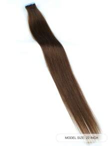 20 miếng băng dính thẳng 100% tóc thật dùng cho salon tóc giả mềm mượt không tì vết màu nâu sô cô la 4# dành cho tóc mỏng tự nhiên chất lượng cao màu nâu sẫm băng dính tóc giả - S4 - Xem 2