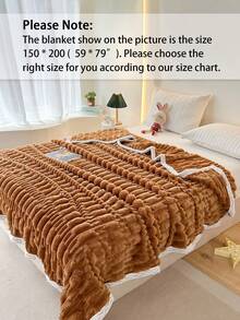 1pc Faux Rabbit Fur Blanket, Casual Home Decor Throw - Coffee Brown - View 4